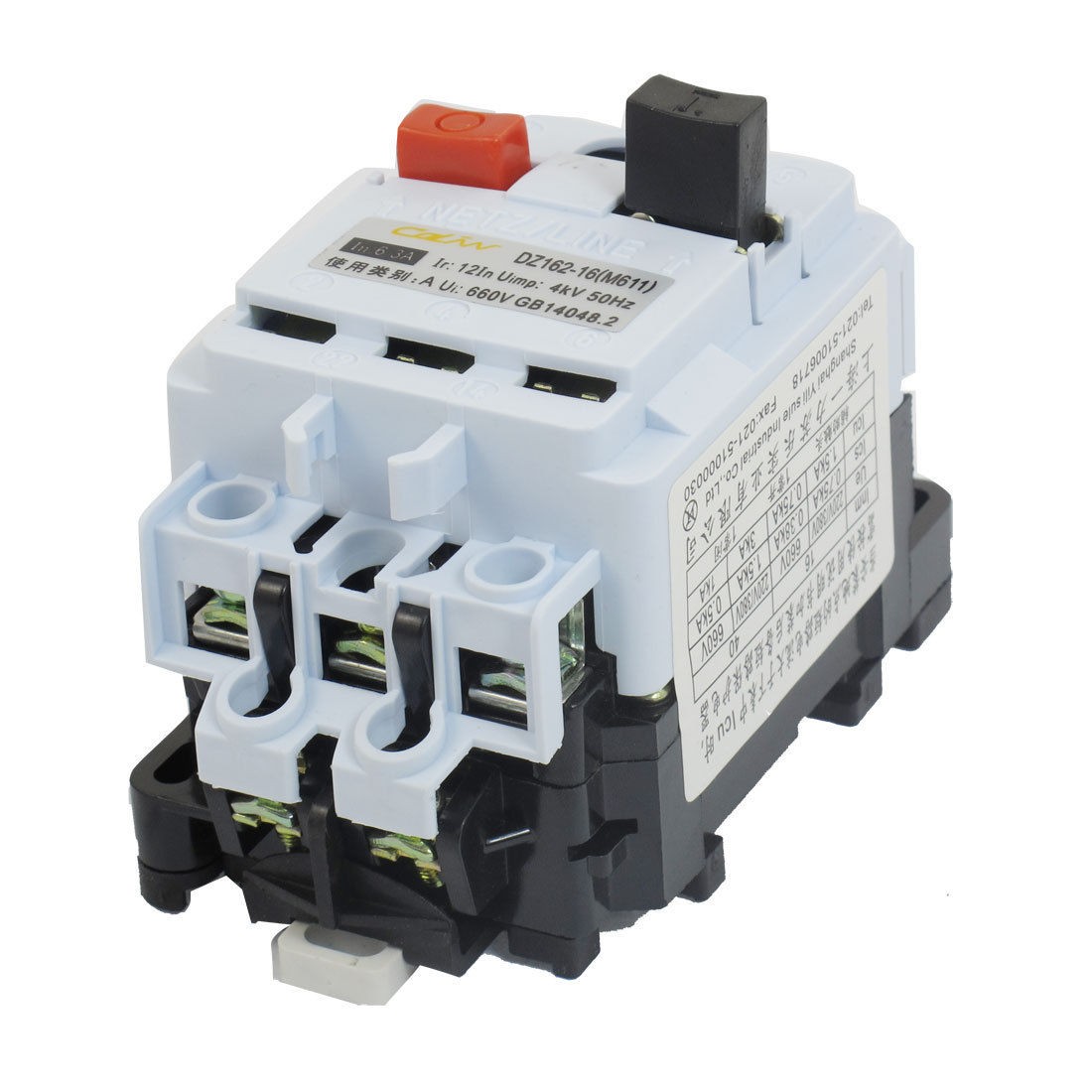 DZ162 16 AC 660V 4A 6 3A Adjustable 3 Pole DIN Rail Switch Circuit Breaker