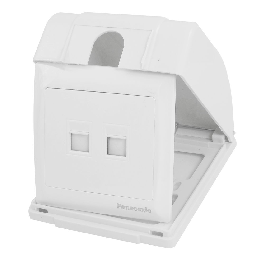 White RJ45 RJ11 Telephone Computer Wall Outlet Plate w Splash Proof Box