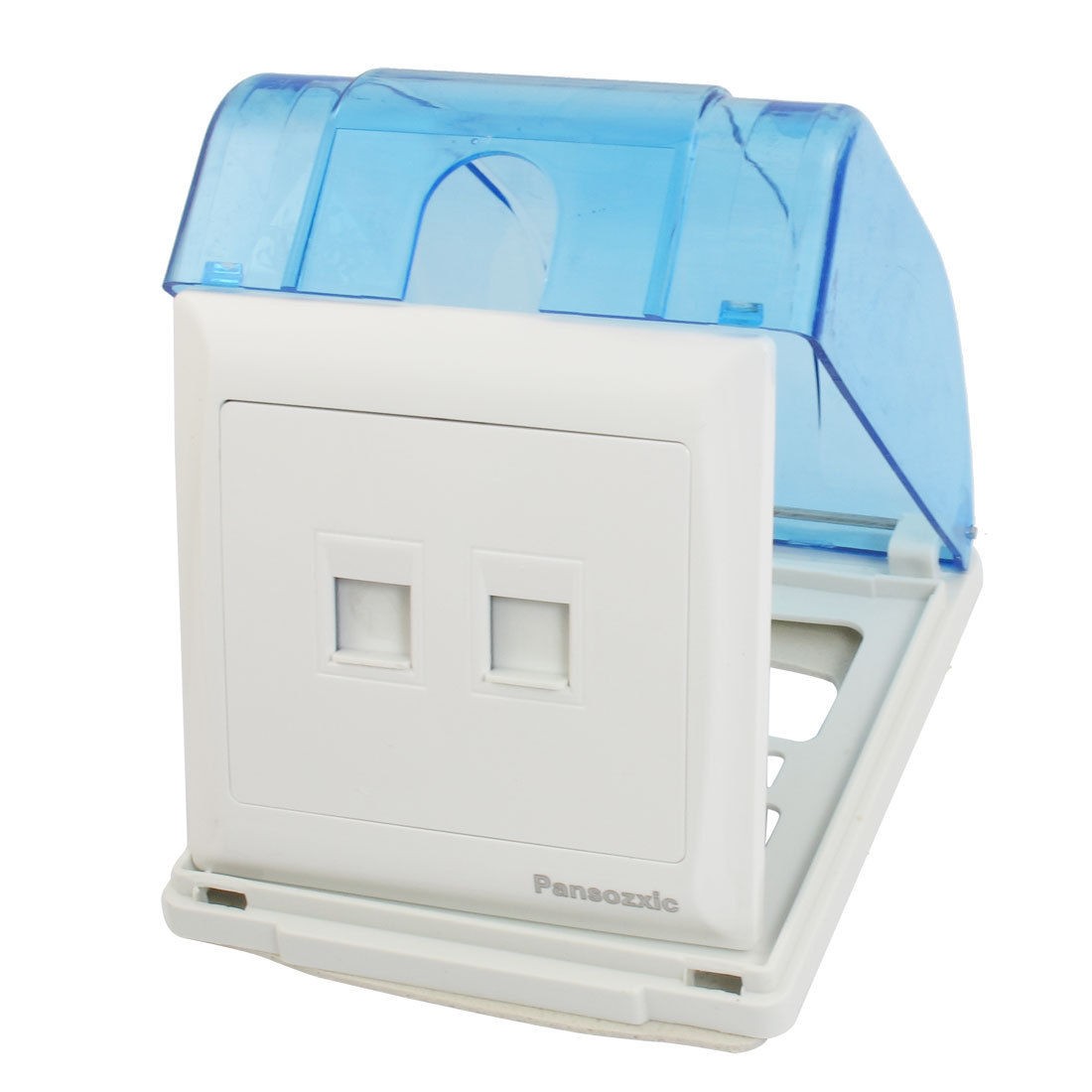 White RJ45 Computer RJ11 Telephone Wall Outlet Plate w Blue Splash Proof Box