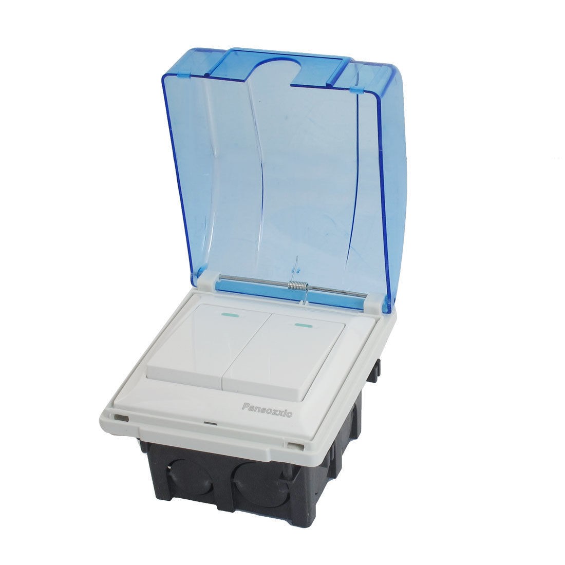 Blue Cover Mount Base AC 250V 10A 2 Gang Rectangle Button Wall Panel Switch