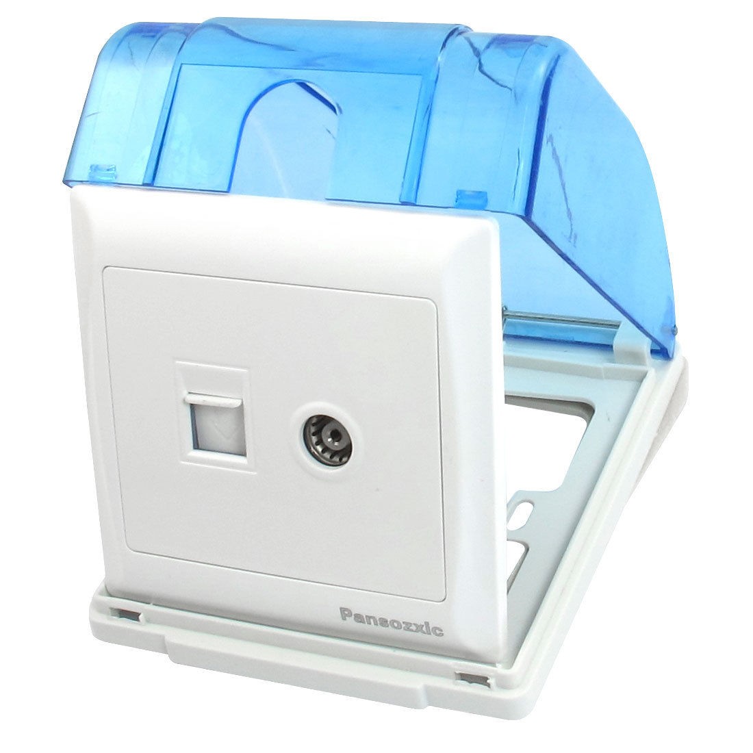 RJ11 Telephone TV Television Wall Outlet Plate w Blue Clear Splash Proof Box