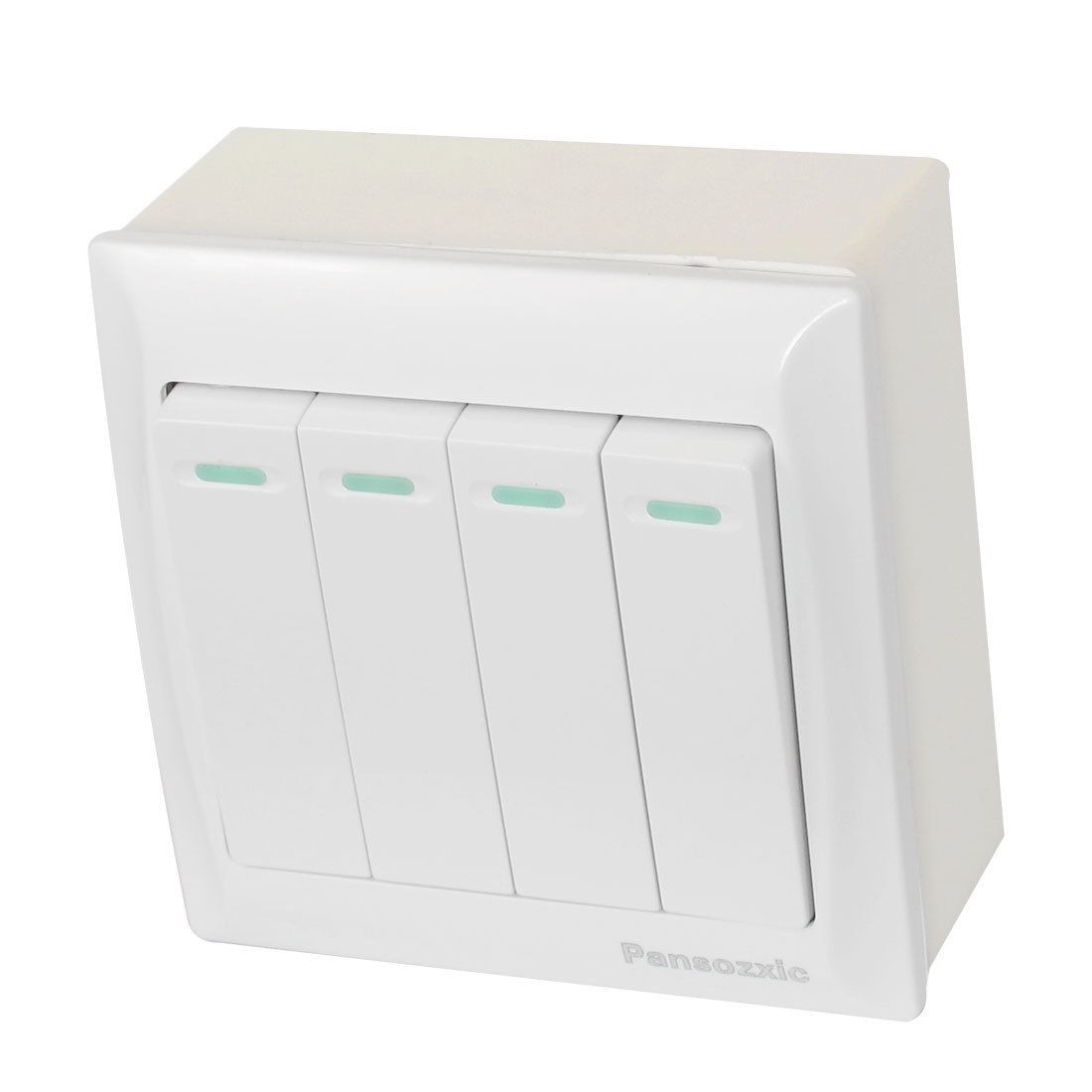 White AC 250V 10A Four Gang Wallplate Panel Switch w Mount Box