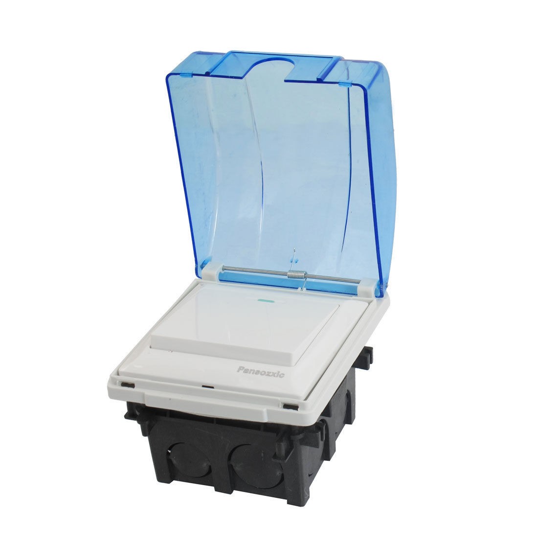 AC 250V 10A 1 Gang Home Flush Mount Base Wall Panel Switch w Blue Clear Cover