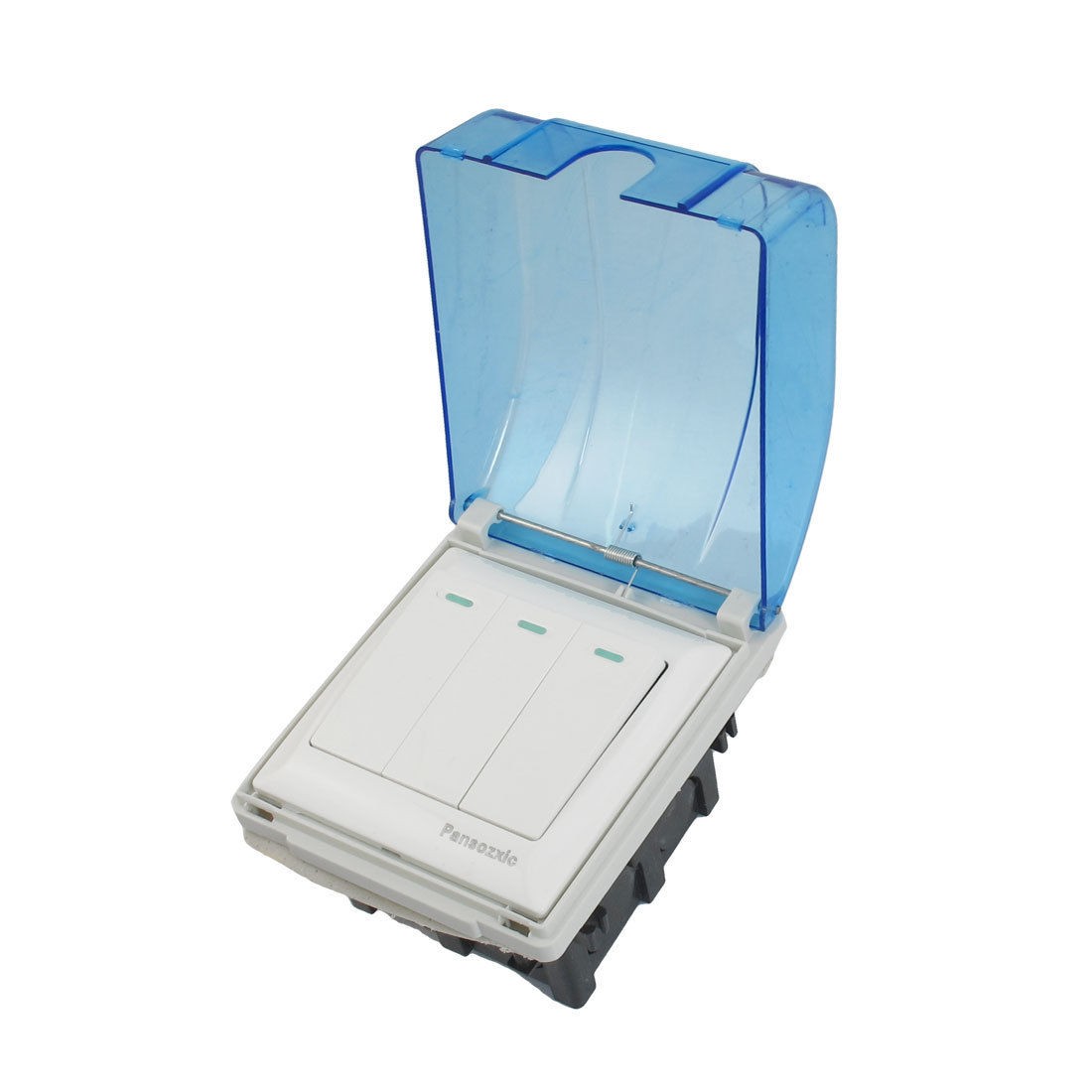 Flush Mount Base Blue Clear Cover 3 Gang Wall Panel Switch AC 250V 10A