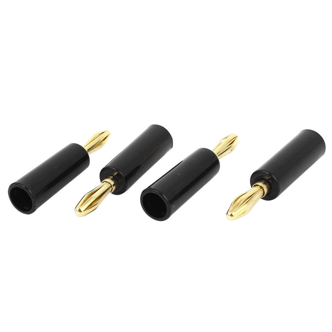 4pcs Gold Plate Audio Speaker 5mm Dia Male Banana Plug Connector Black