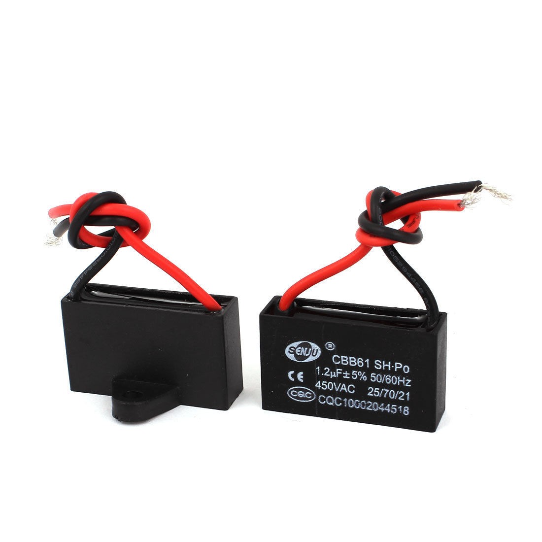 CBB61 AC 450V 1 2uF Polypropylene Film 2 Wire Motor Running Capacitor 2pcs
