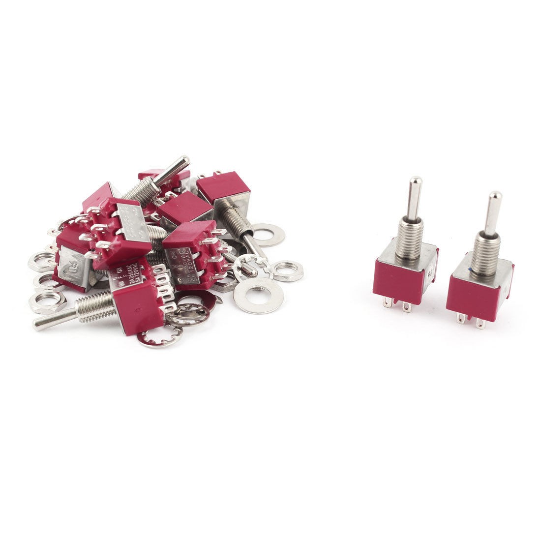 10 Pcs DPDT ON-OFF-ON Momentary Mini Toggle Switch AC 250V/2A 120V/5A