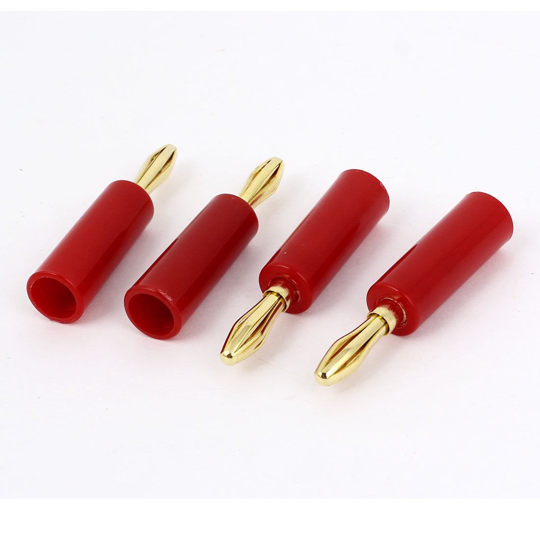 4pcs Gold Plate Audio Speaker 5mm Male Banana Plug Connector Red
