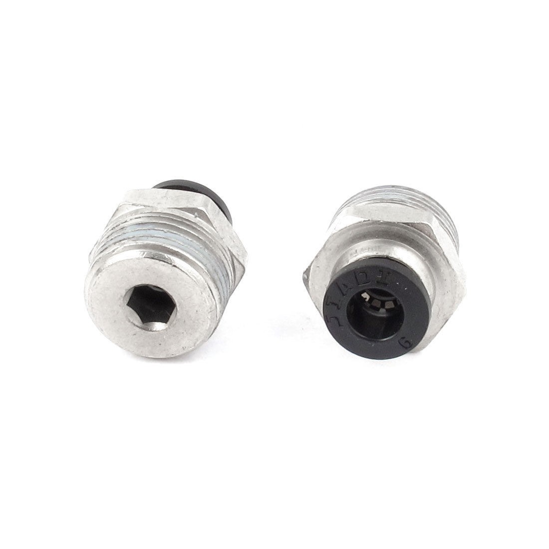 2 Pcs Straight One Touch to Connect Push in Fitting 1 4" 3 8" BSP Male Thread