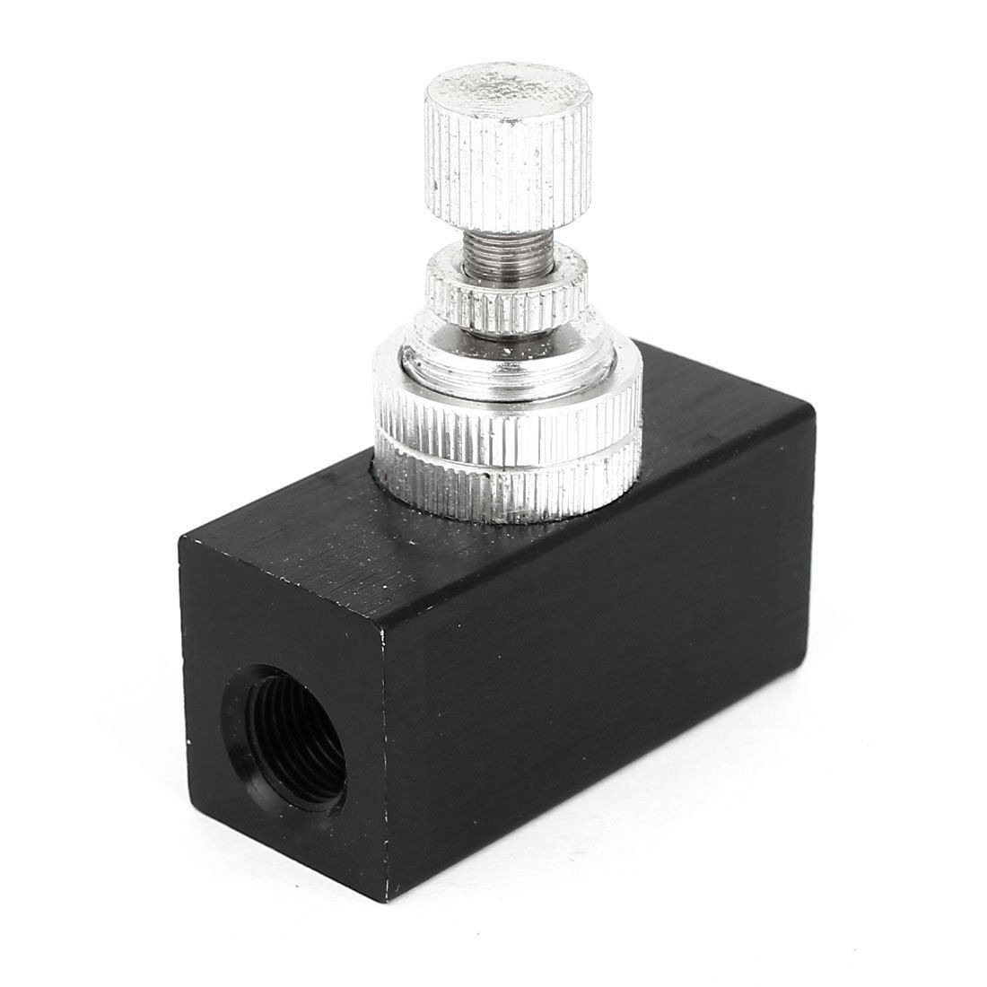 Black Metal 1 4BSP Thread Dia Single Way Pneumatic Flow Control Valve