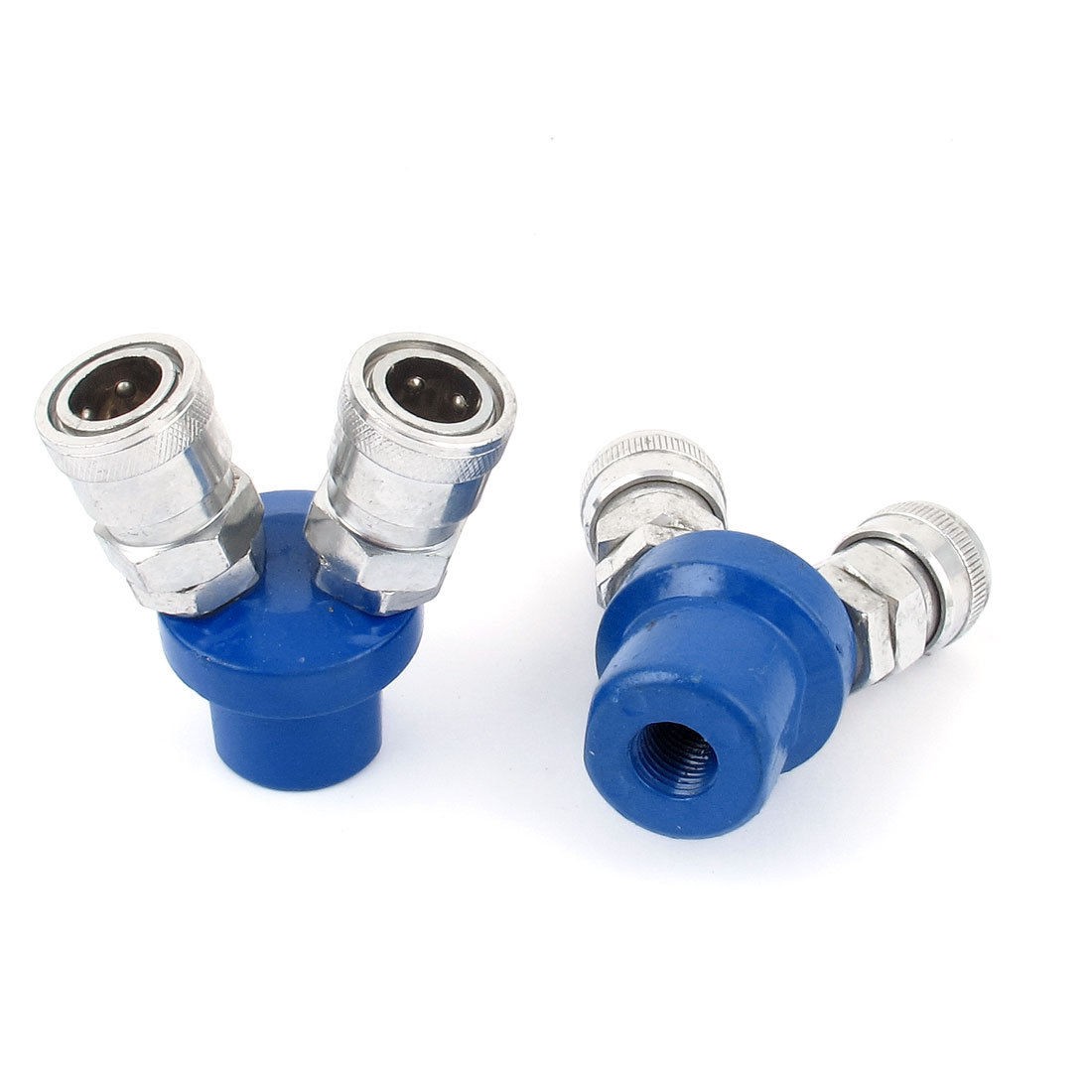 2pcs 1 4BSP Female 2 Way Pass Y Spilit Air Hose Quick Coupler Connector Fitting