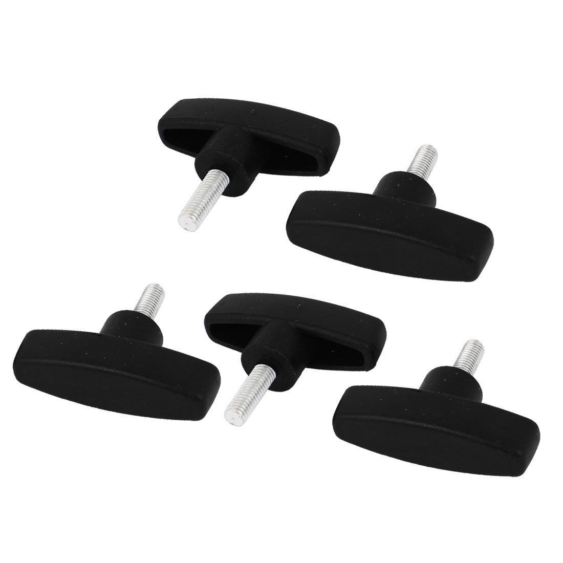5pcs M8X23MM Male Thread Screw on Type T Shaped Clamping Handle Grip Knob