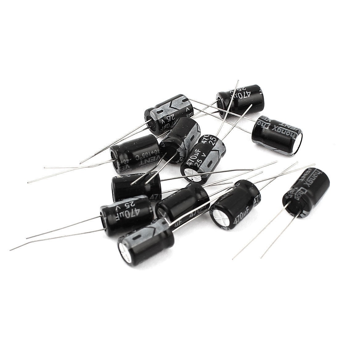 12 Pcs 25V 470uF 105C Radial Lead Electrolytic Capacitor 8mm x 12mm
