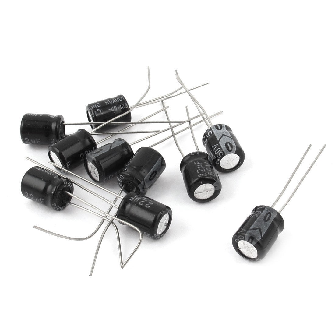 10 Pcs 50V 22uF 105C Radial Lead Electrolytic Capacitor 6mm x 8mm