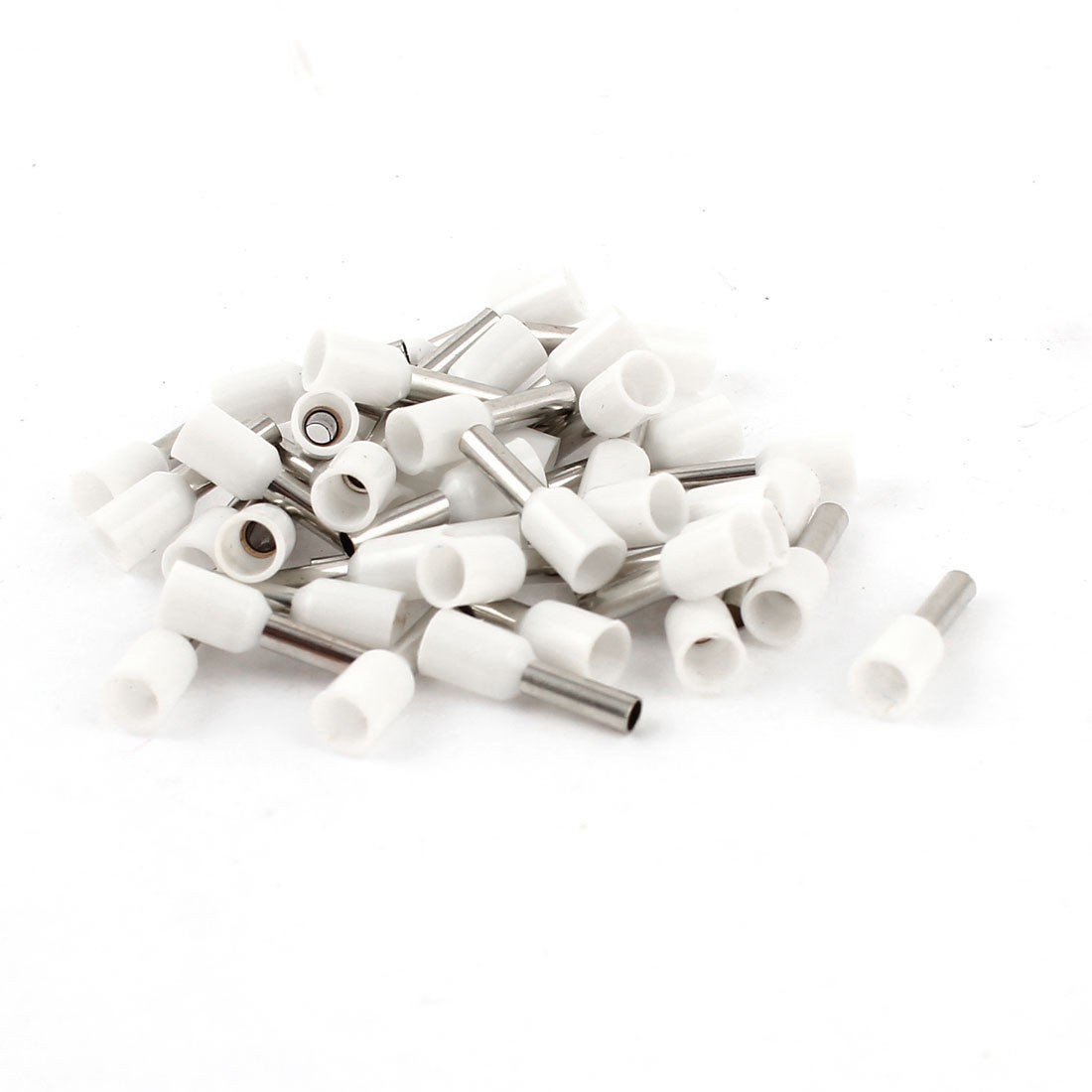 50pcs AWG14 Wire Copper Crimp Connector Insulated Ferrule Cord Terminal White