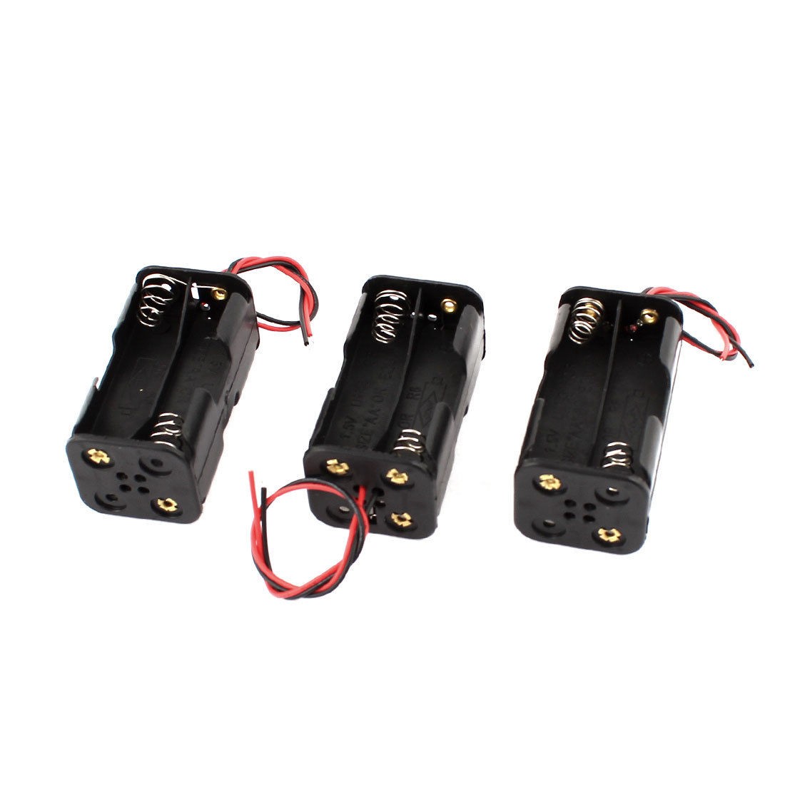 3 Pcs Black 4 x 1 5V AA Battery Batteries Holder Storage Case w Leads Wire