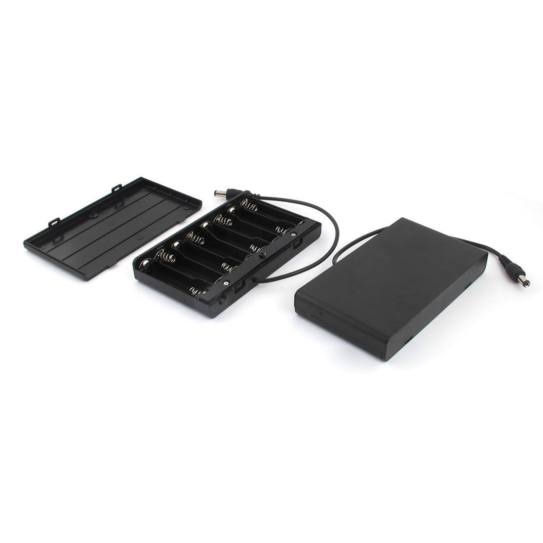 2pcs 2 1 x 5 5mm Male Plug 8 Capacity 12V Plastic Case Box Holder for AA Battery