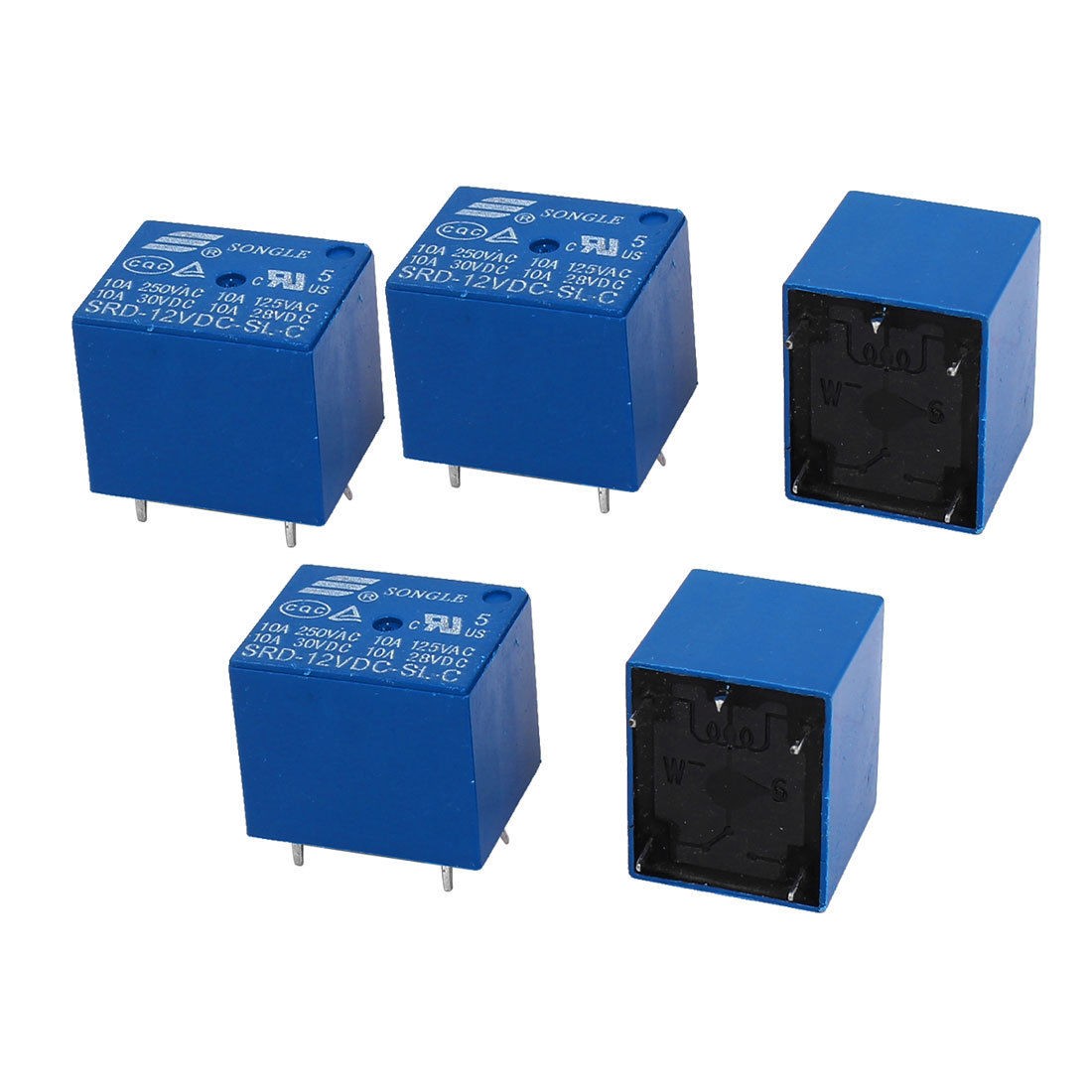 5 Pcs General Purpose DC 12V Coil 5 Pin PCB Type Power Relay SRD 12VDC SL C