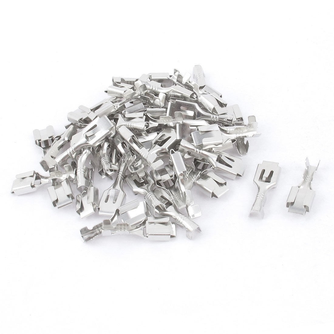 50Pcs Non Insulation 6.3mm Metal Crimp Terminal Female Spade Connector