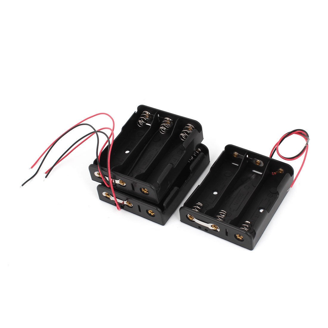 3 Pcs 2 Wired Plastic Battery Holder Case Black for 3 x 18650 3 7V Batteries