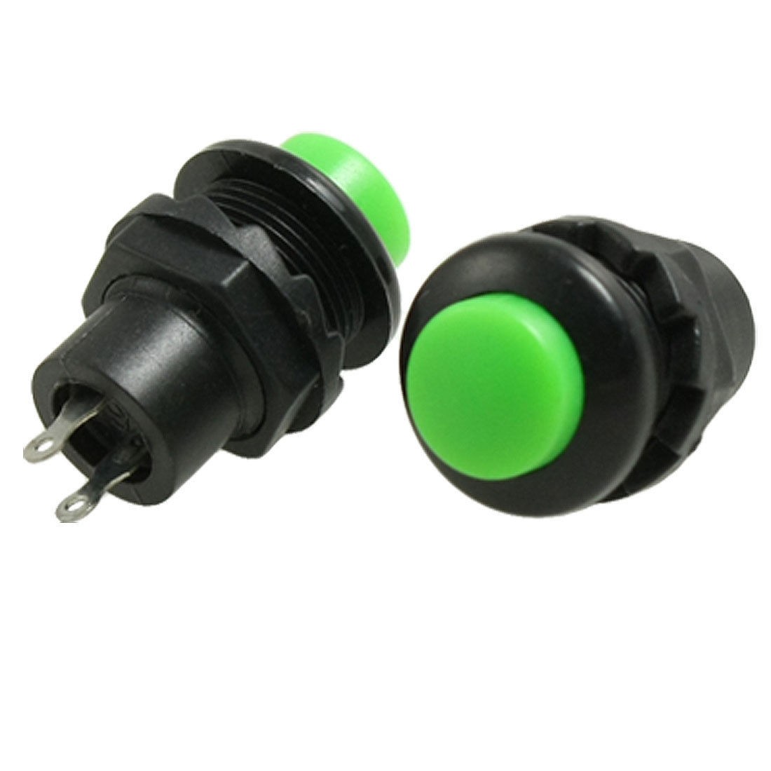 10 Pcs AC 125V/3A 250V/1A N/O SPST Momentary Green Push Button Switch (ON)/OFF