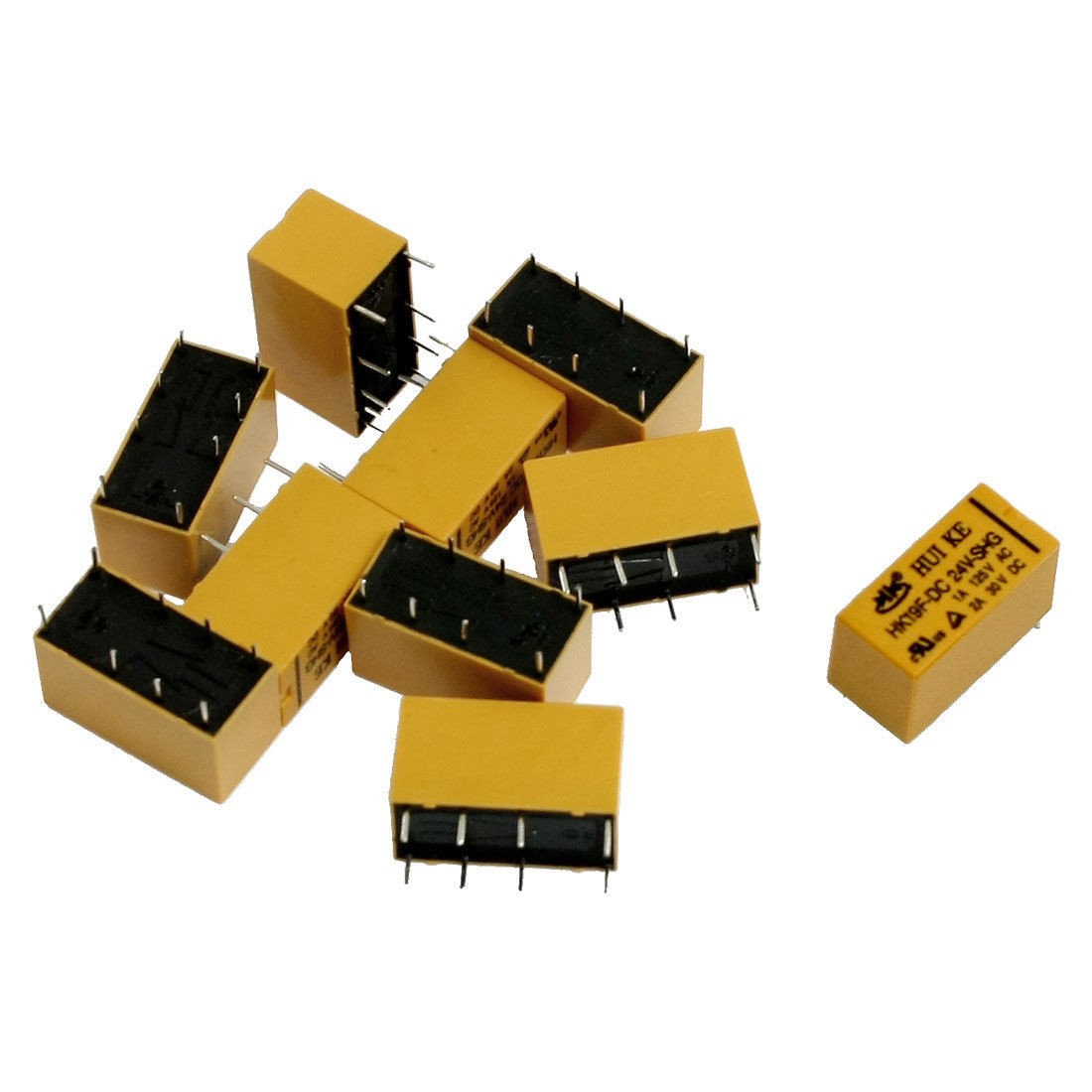 10 Pcs DC 24V Coil 1A/125VAC 2A/30VDC 8 Pins PCB Power Relay HK19F