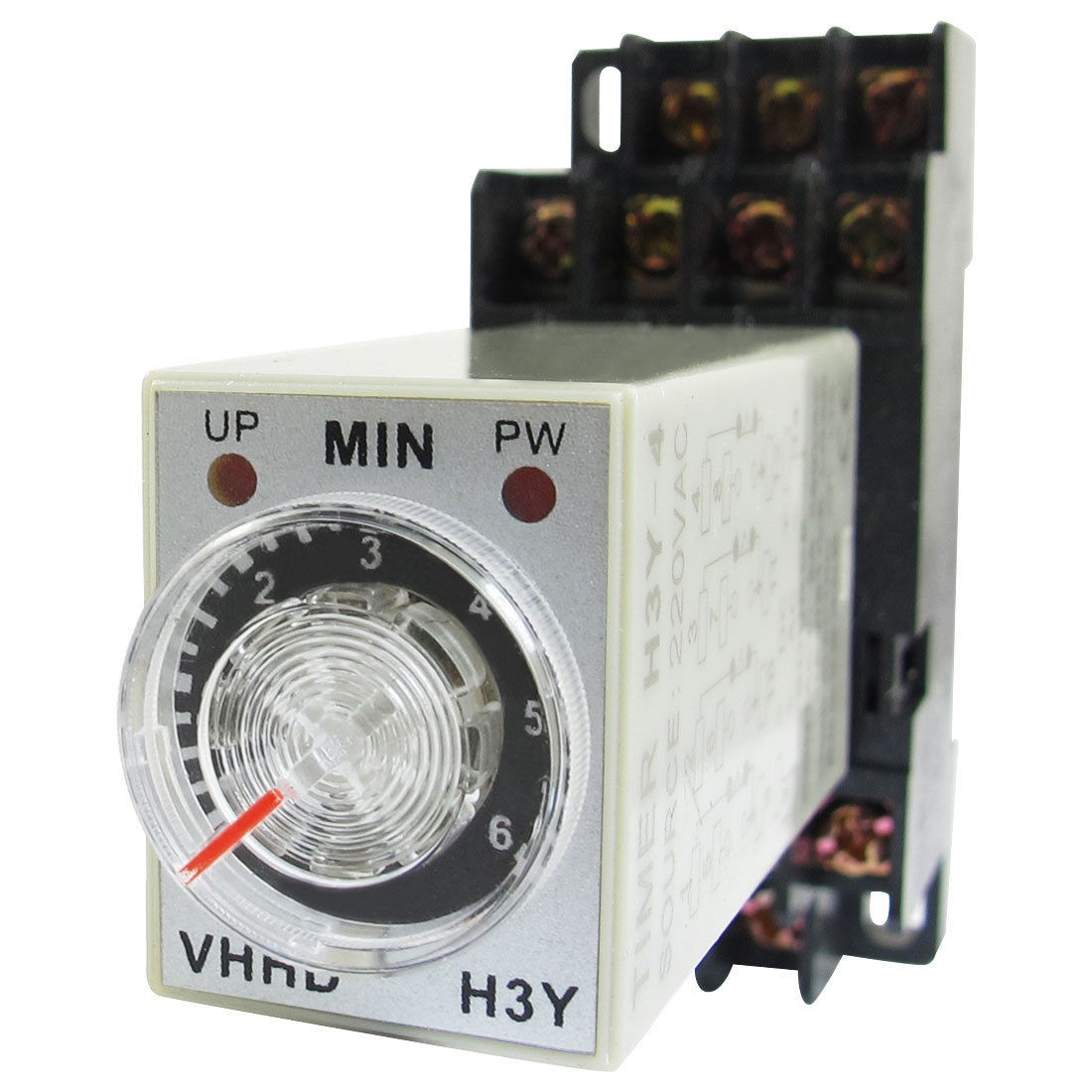 AC 220V 0-6 Minute 6m Timer Power On Delay Time Relay 14 Pin H3Y-4 + Socket