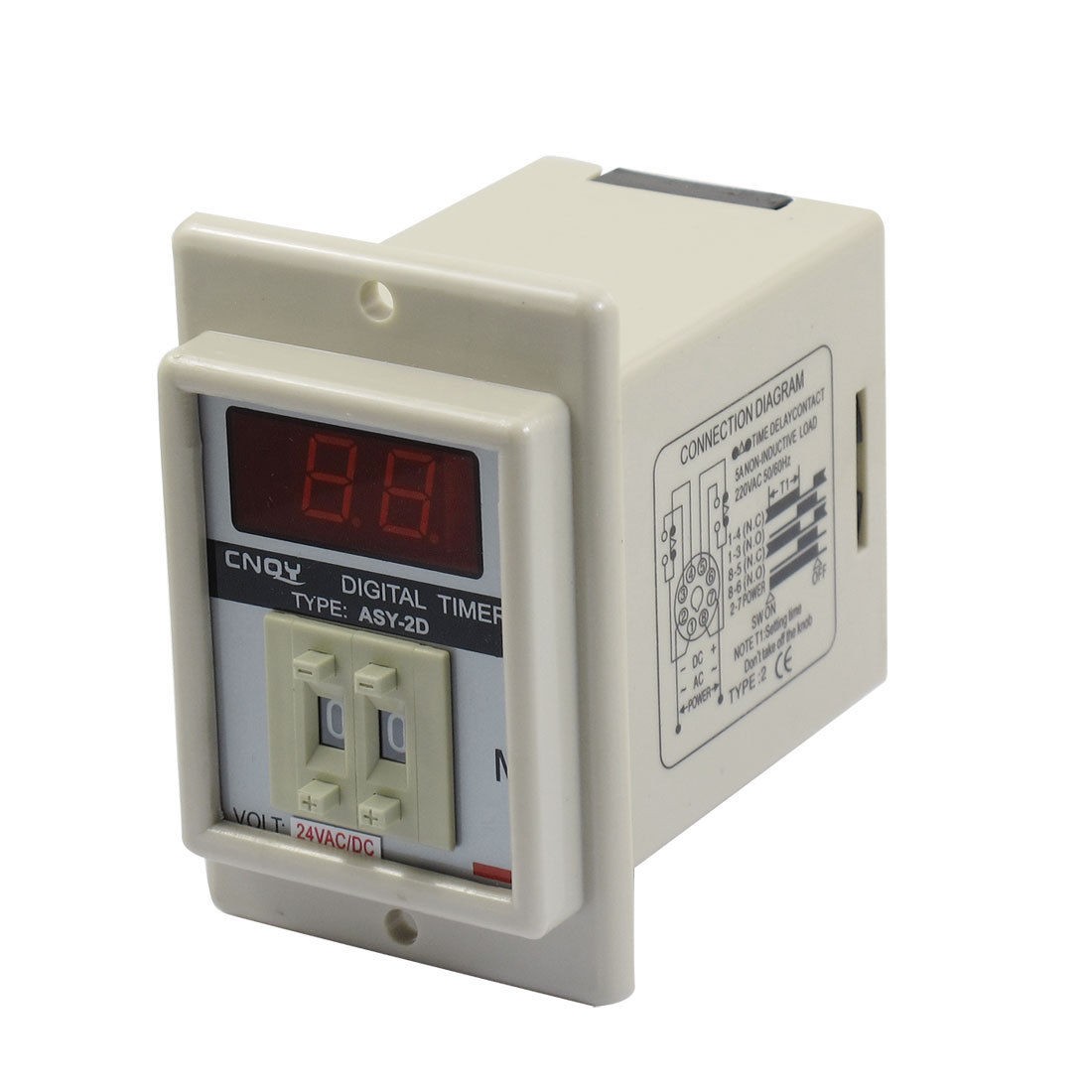 White AC/DC 24V Power on Delay Timer Time Relay 1-99 Minute 8-Pins ASY-2D