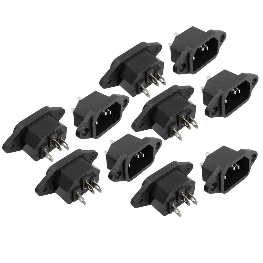 10 Pcs AC 250V 10A 3 Pins IEC C14 Power Inlet Socket Black