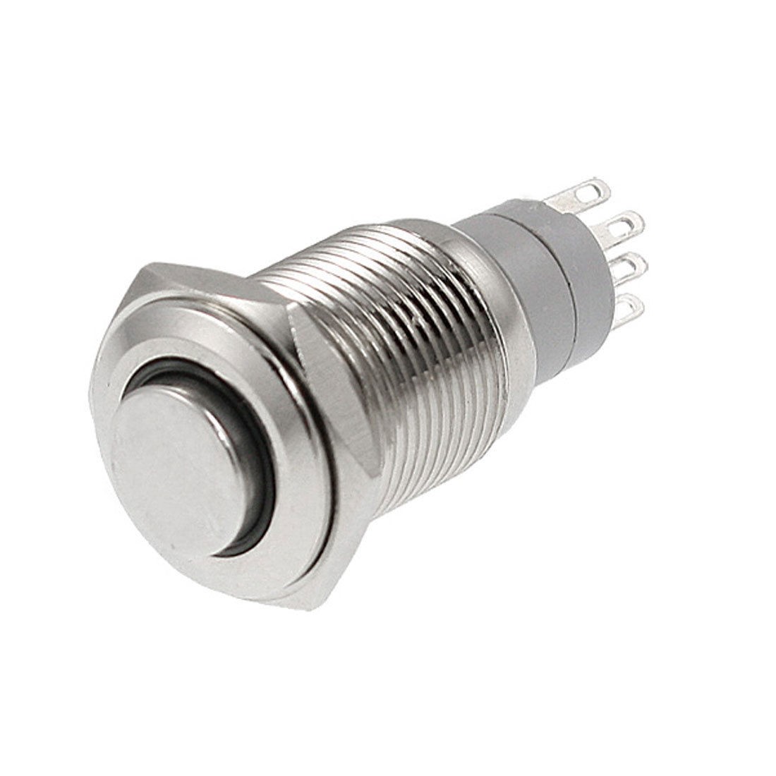 WHITE led 16mm 12V Stainless Switch Momentary Push Button HFH 5 Pin SPDT