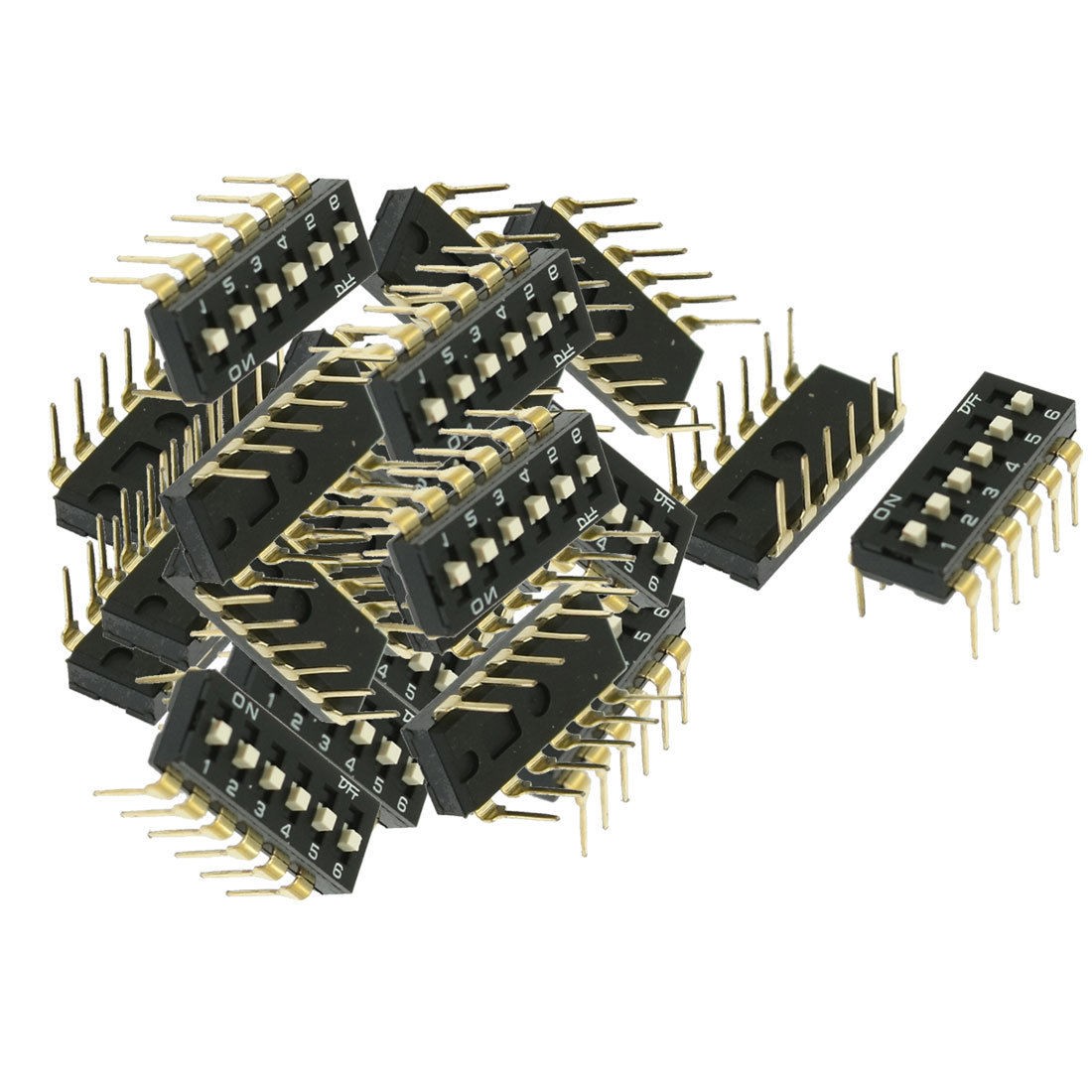 28 Pcs 2.54mm Pitch 6 Position Slide Design DIP Switches