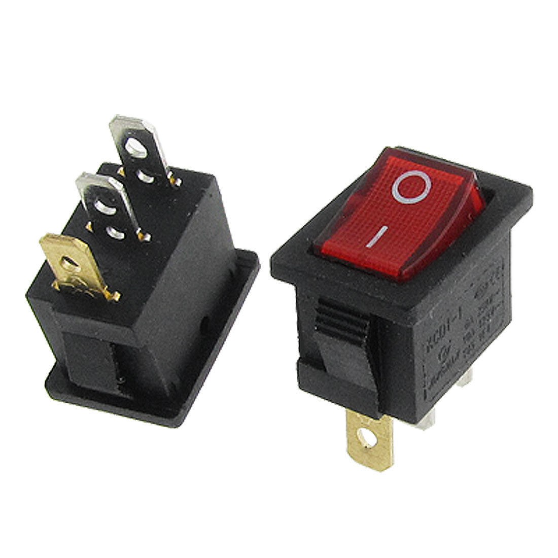 2 x AC 6A/250V 10A/125V Red Light ON/OFF SPST Snap in Boat Rocker Switch 3Pin