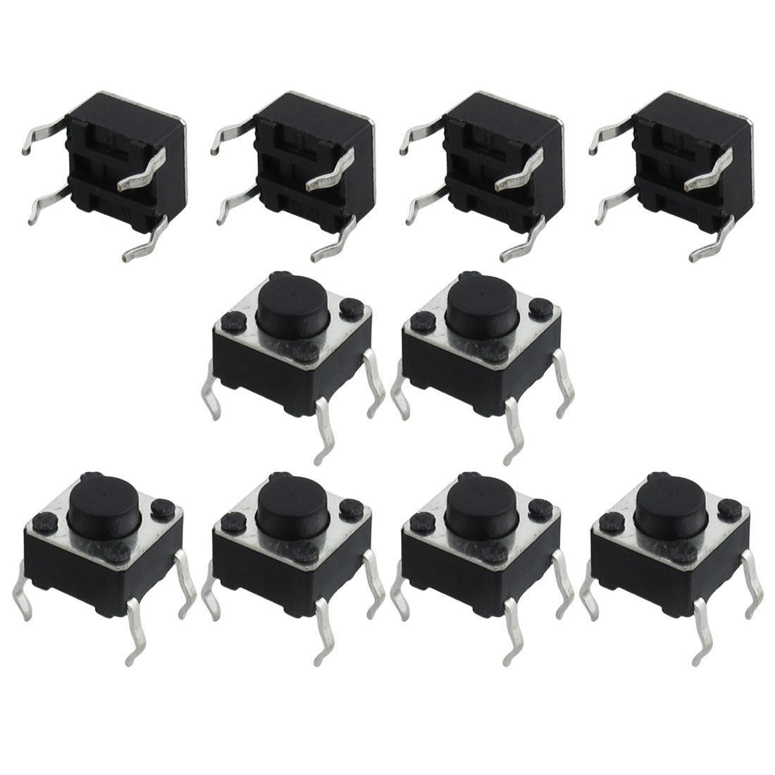 10 Pcs 6 x 6 x 5mm 4 Pin Momentary DIP Through Hole Push Botton Tact Switch