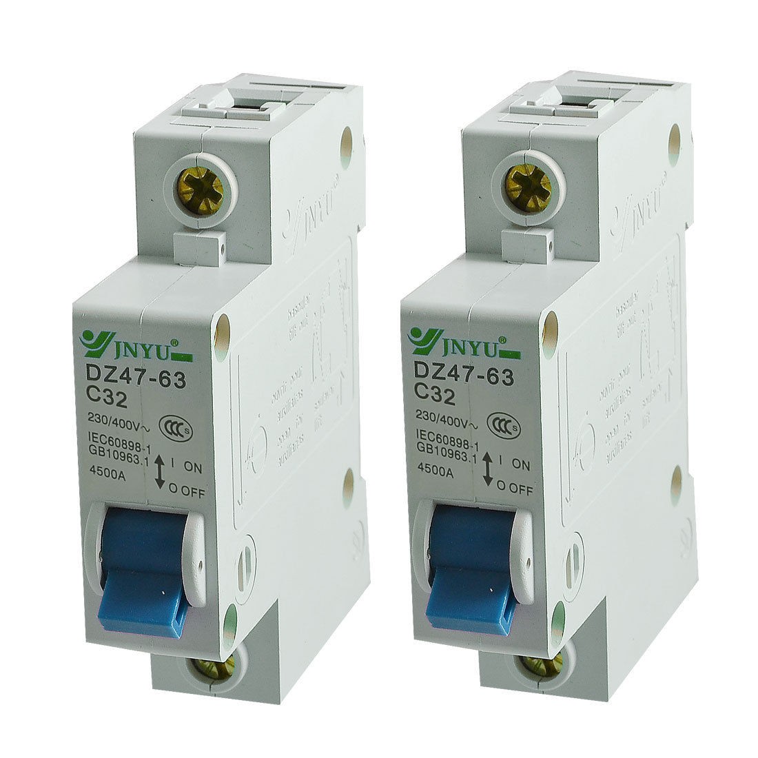 2 x 4500A Breaking Capacity 1P Miniature Circuit Breaker AC 230V/400V 32A