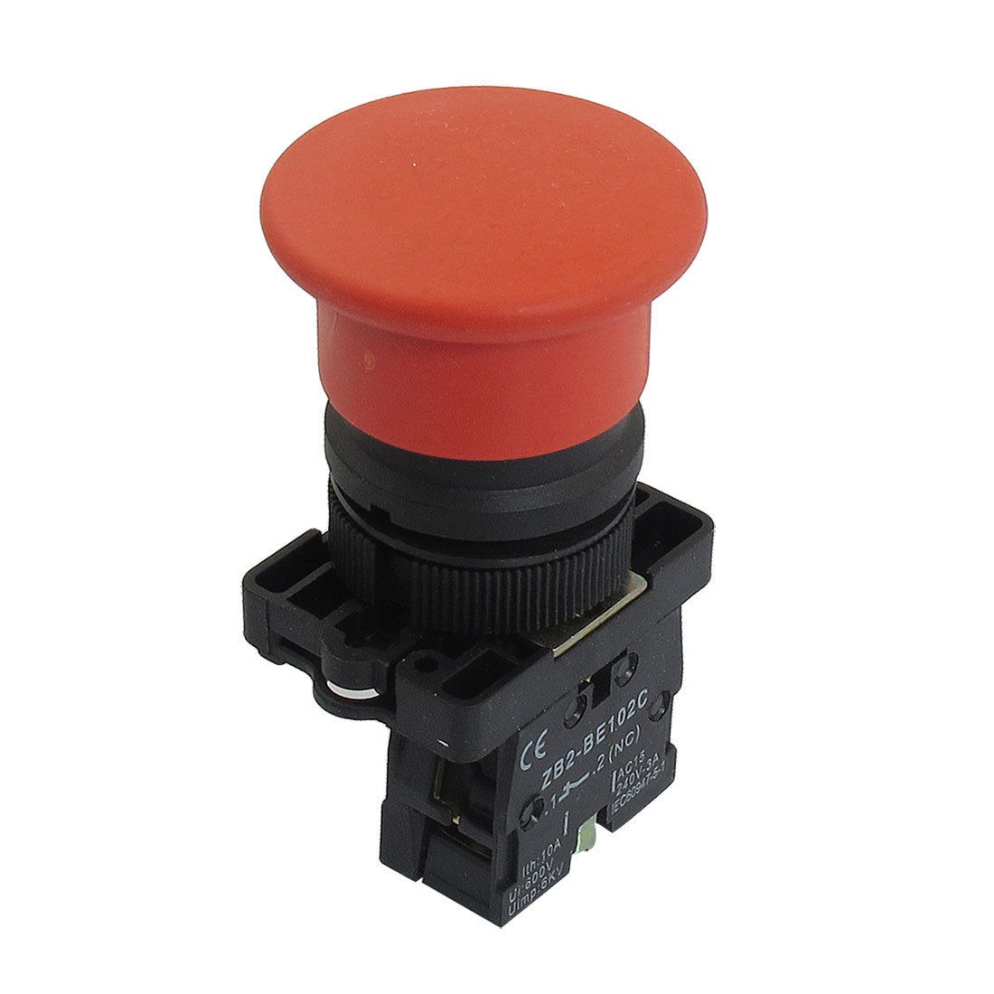 22mm NC Red Mushroom Momentary Push Button Switch 600V 10A ZB2-EC42