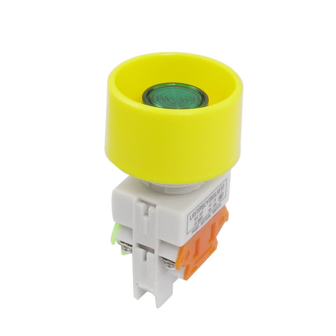 DC 24V Green Lamp 1NO 1NC Latching Panel Mount Push Button Switch 660V 10A