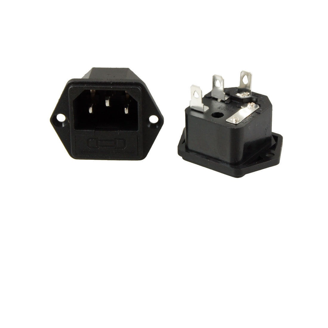 250V 10A 3 Pins IEC 320 C14 Power Inlet Socket w Fuse Holder 10 Pcs