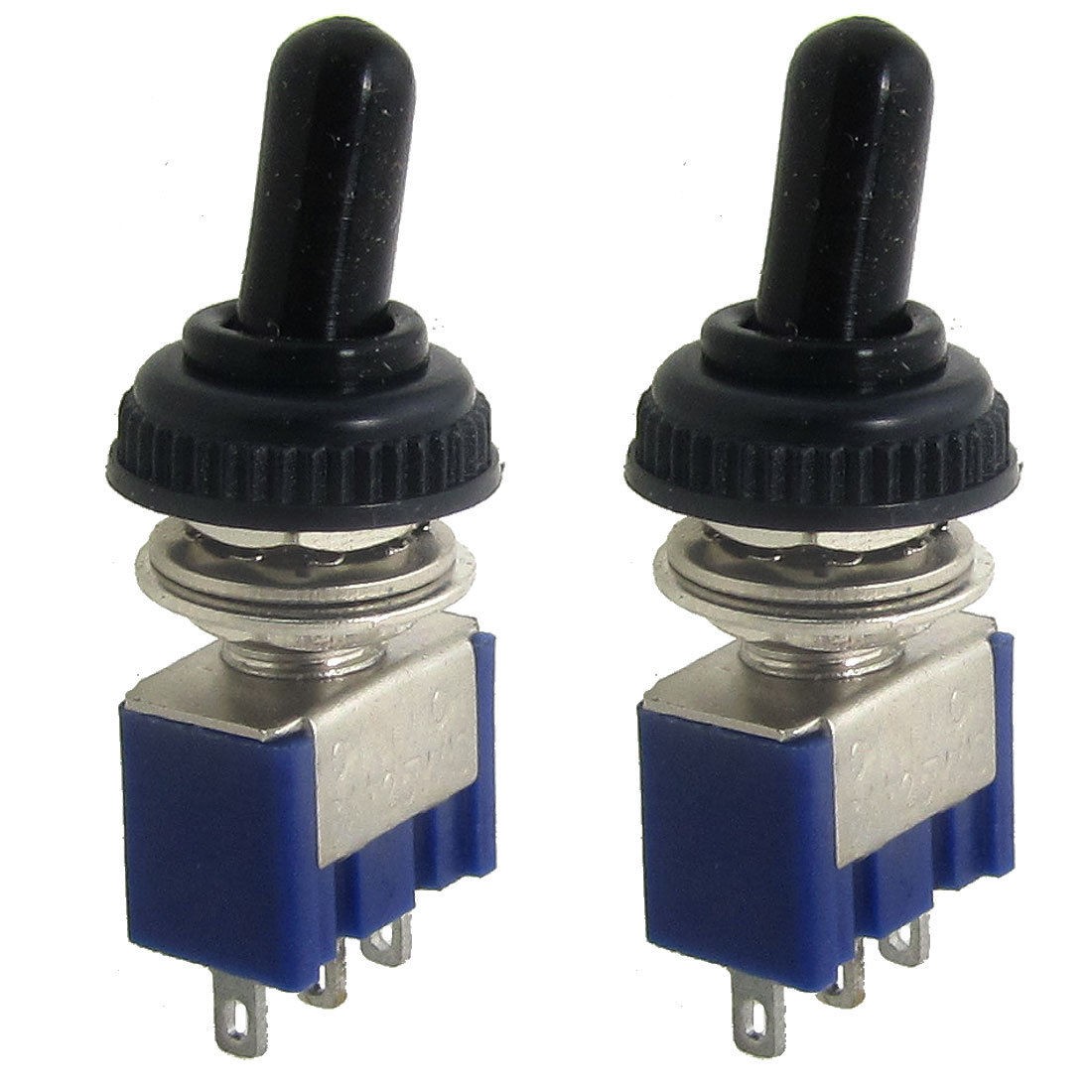 2 Pcs 125V 6A ON/ON 2 Position SPDT 3 Pins Toggle Switch + Waterproof Cover Cap