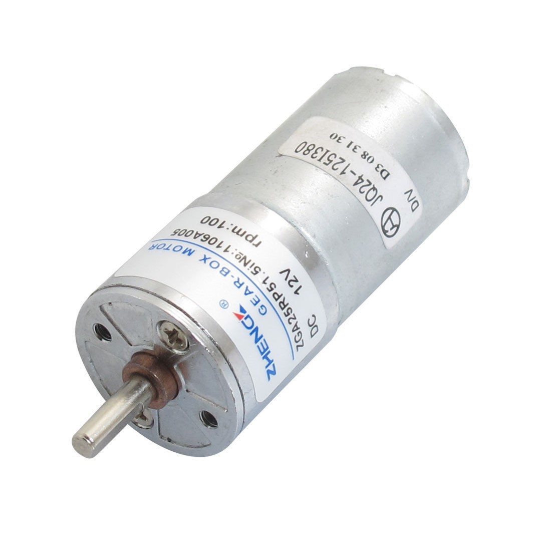 4mm Shaft Diameter Cylinder Shape Electric Gear Motor 2P 12VDC 100RPM
