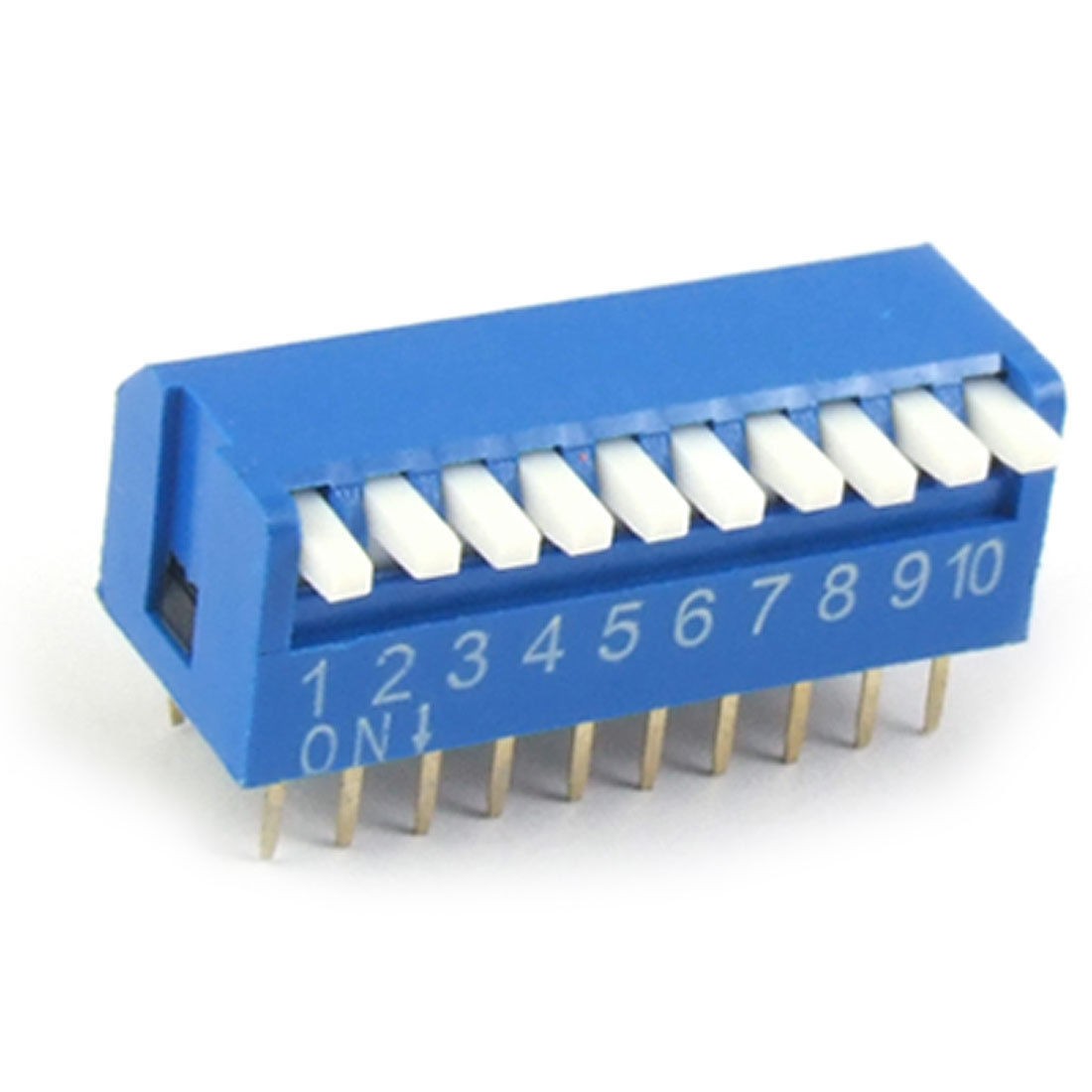 10 Pcs 2.54mm Pitch 10 Position Slide Type DIP Switch Blue