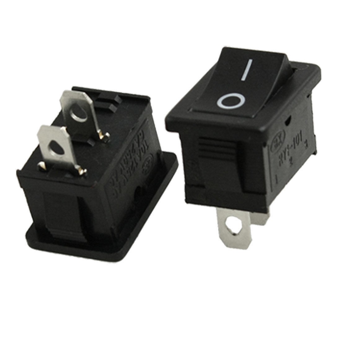 12pcs Black ON/OFF I/O SPST 2 Pin Snap in Boat Rocker Switch 6A/250V 10A/125V AC