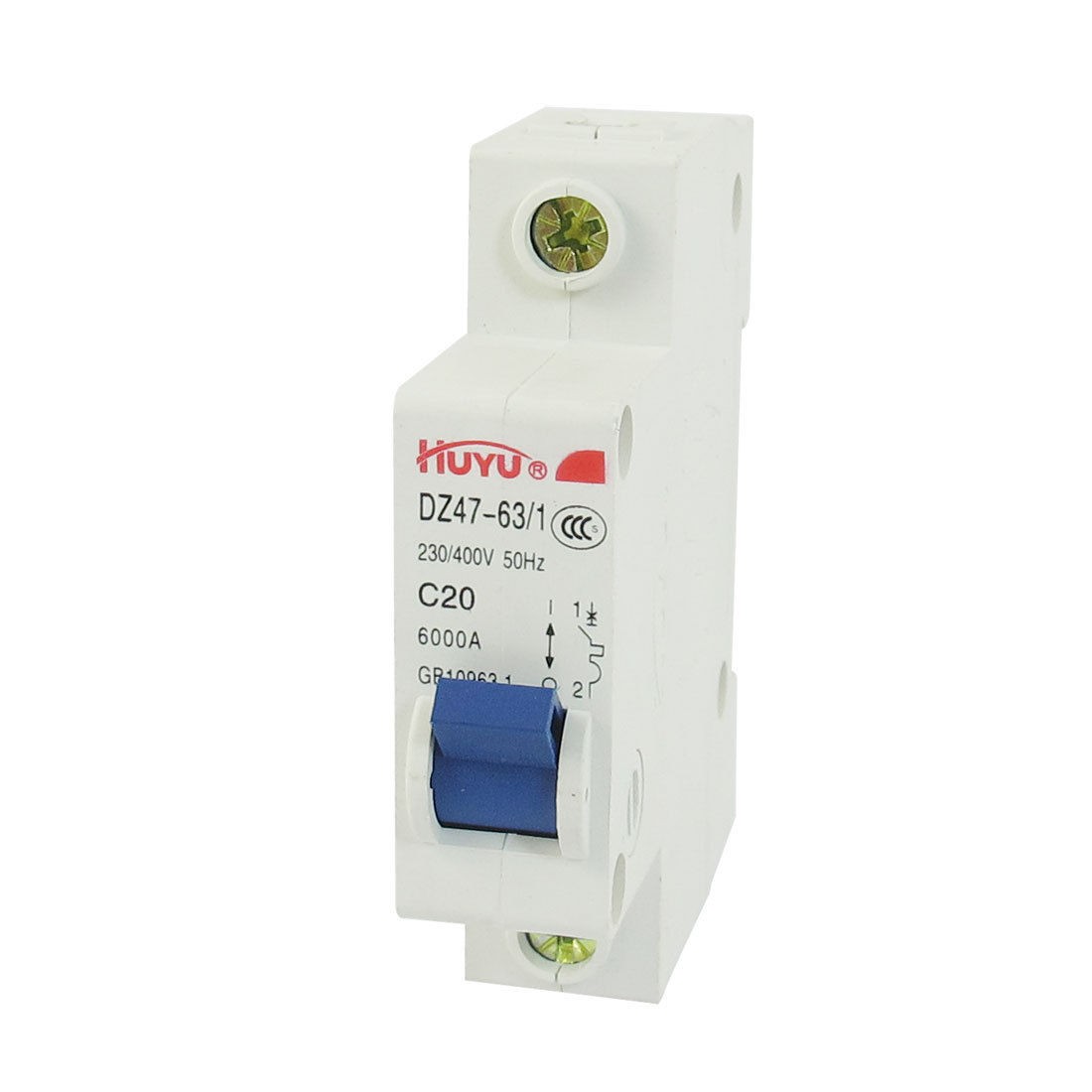 AC 230V/400V 20A 1 Pole 1P On/Off Switch Miniature Circuit Breaker DZ47-63 C20