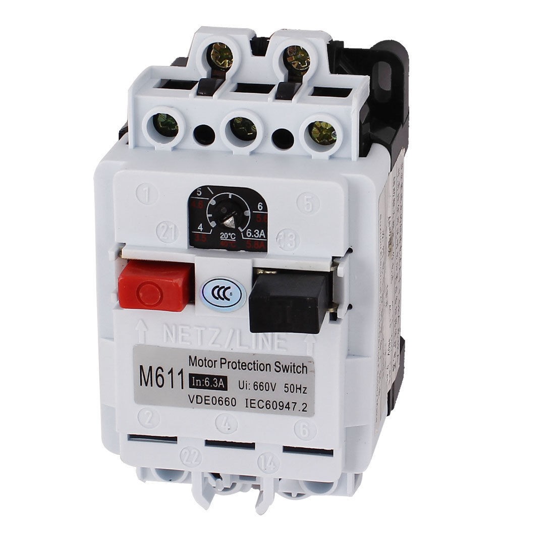M611 10 Pins 3 Pole 1NO 1NC Motor Protection Switch Circuit Breaker 660V 6 3A