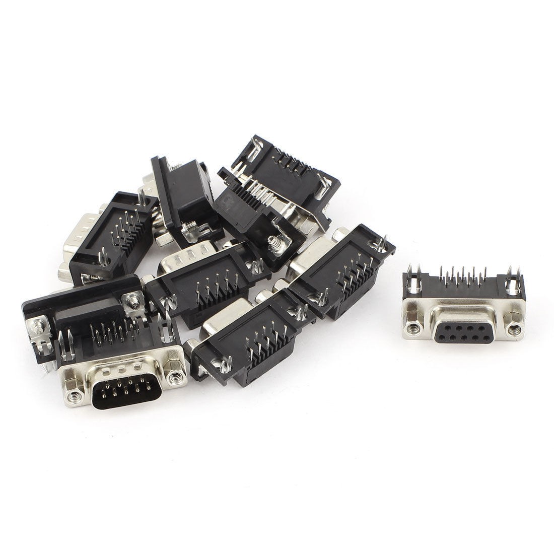 10 Pcs RS232 Serial DB9 9pin Male Female Solder Connector Jack Socket for PCB