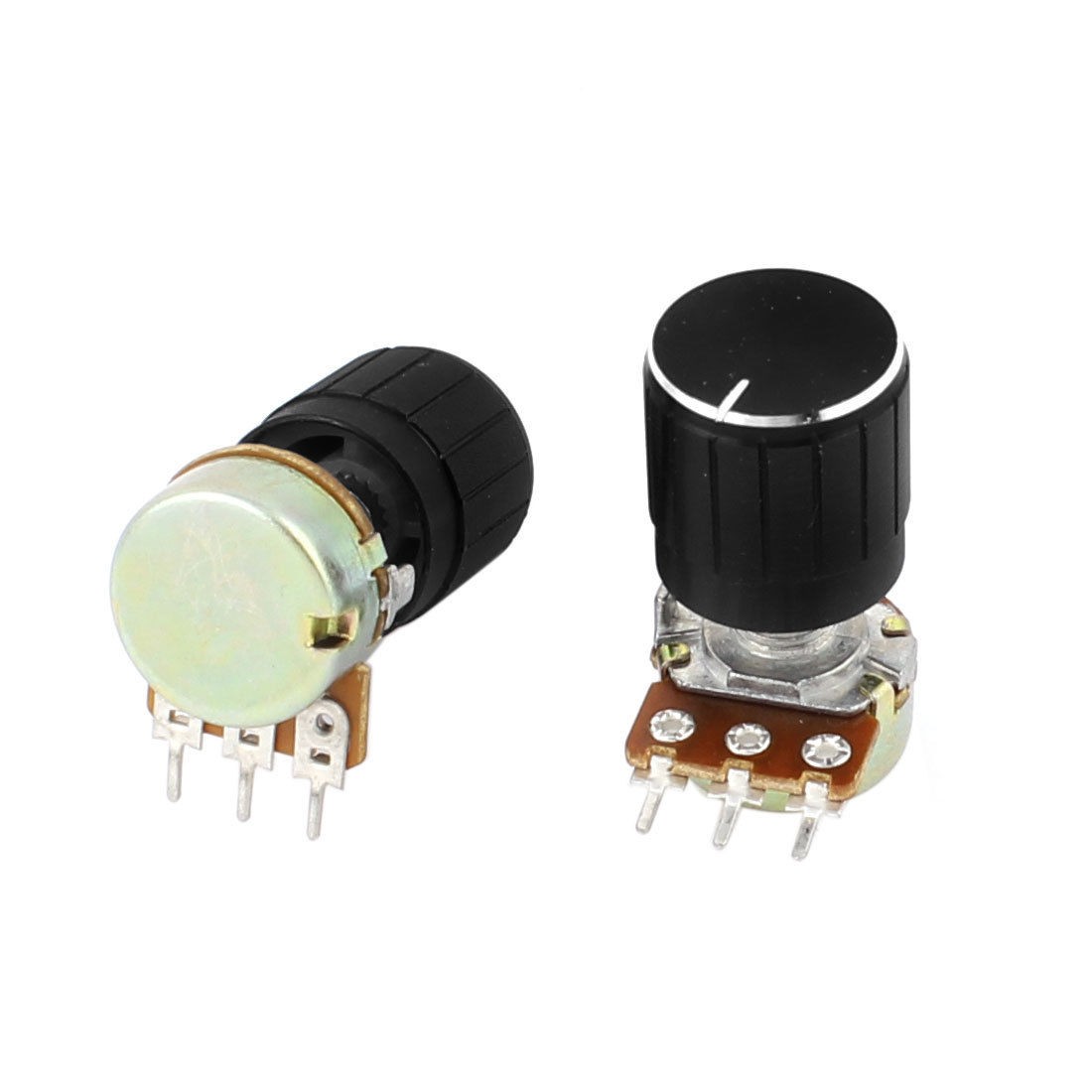 2 Pcs B2K 2K Ohm Metal 3 Terminals Rotary Single Linear Potentiometer Pot