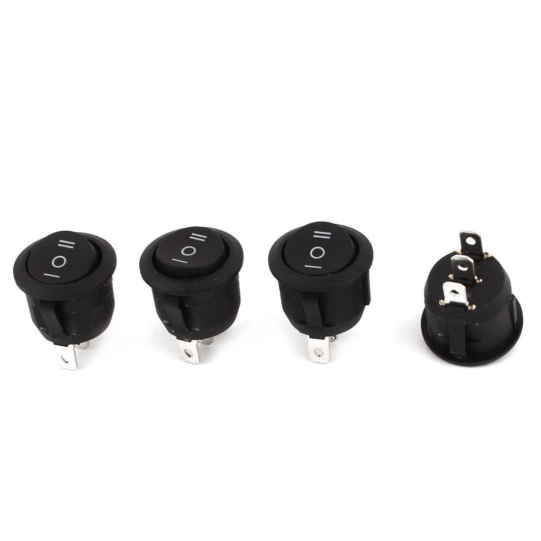 AC 250V 6A 125V 10A SPDT on Off on 3 Position 3pin Round Rocker Switch 4pcs