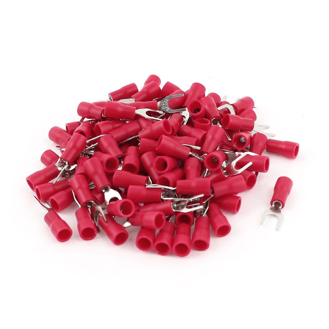 100 Pcs SV 1 25 4S 22 16AWG Insulated Fork Spade Terminals Electrical Connector