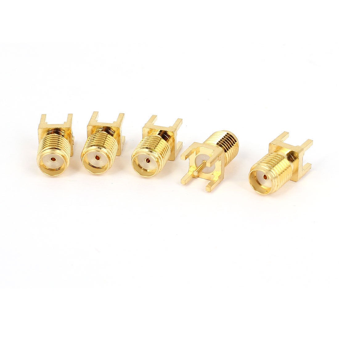 5 Pcs Gold Tone SMA Female Jack Solder PCB Clip Edge Mount RF Adapter Connector