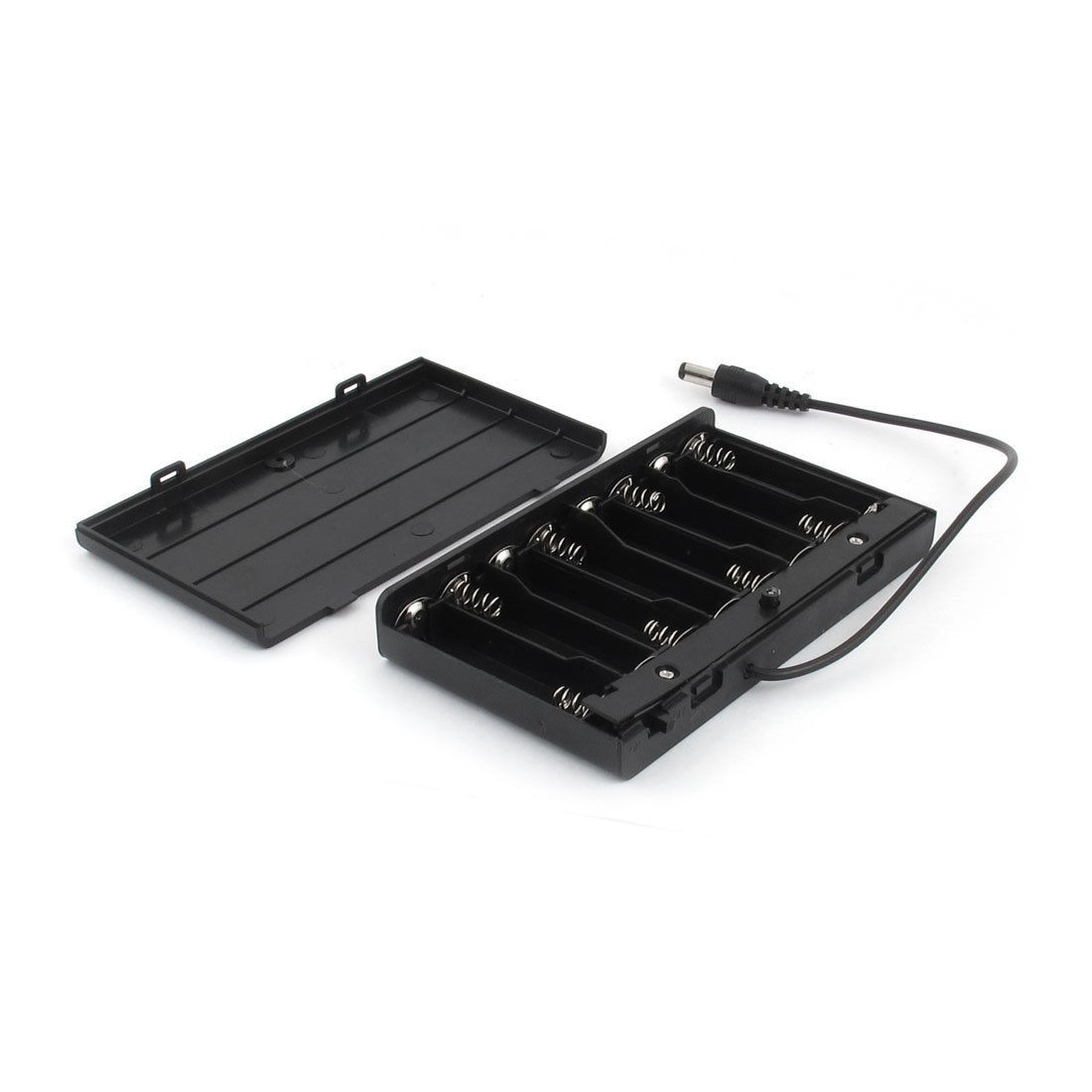 2 1 x 5 5mm Male Plug 8 Capacity 12V Plastic Case Holder w Cover for AA Battery