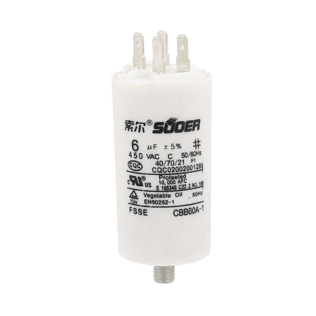 AC 450V 6uF 50 60Hz 8mm Thread 6 5cm Dia Washing Machine Motor Capacitor
